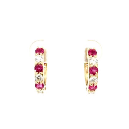 9K YG Earrings Ruby 0.9ct DI 0.5ct H/SI