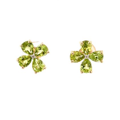 9K YG Earrings Peridot 3.2ct DI 0.02ct H/SI