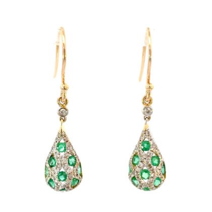 9K YG Earrings Emerald 0.63ct DI 0.33ct H/SI