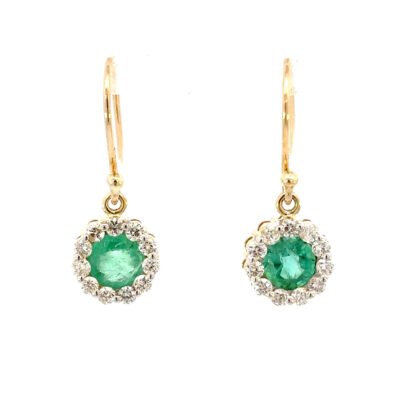 9K YG Earrings Emerald 1.26ct DI 0.54ct H/SI