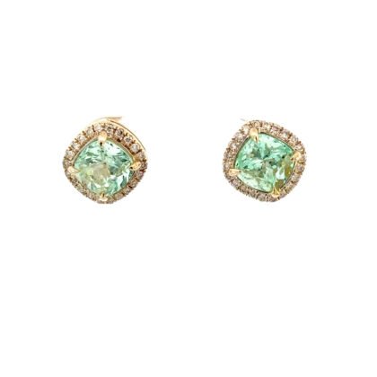 9K YG Earrings Colombian Emerald 2.27ct DI 0.19ct H/SI2-3