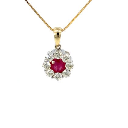 9K YG Pendant Ruby 0.65ct DI 0.46ct H/SI