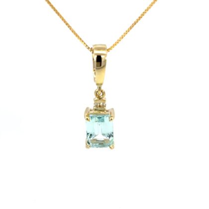 9K YG Pendant Aquamarine 1.15ct DI 0.01ct H/SI