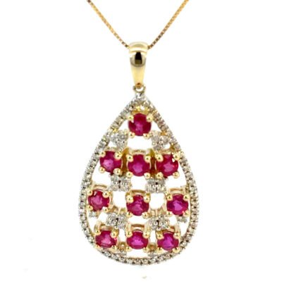 9K YG Pendant Ruby 2.2ct DI 0.45ct H/SI