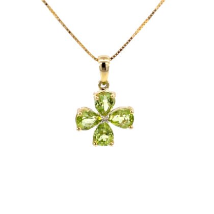 9K YG Pendant Peridot 1.5ct DI 0.01ct H/SI