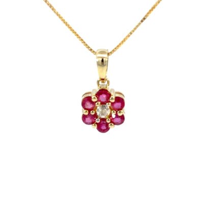 9K YG Pendant Ruby 0.6ct DI 0.01ct H/SI
