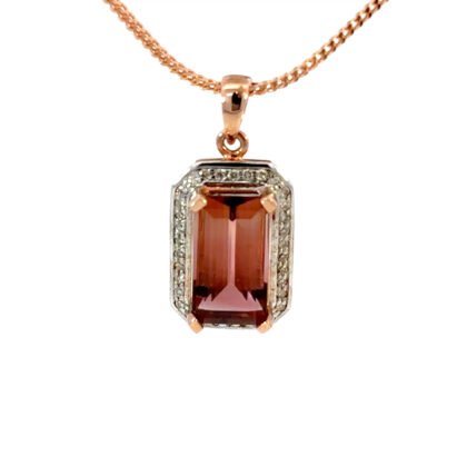 9K RG Pendant Pink Tourmaline 3.4ct DI 0.15ct HI/I1