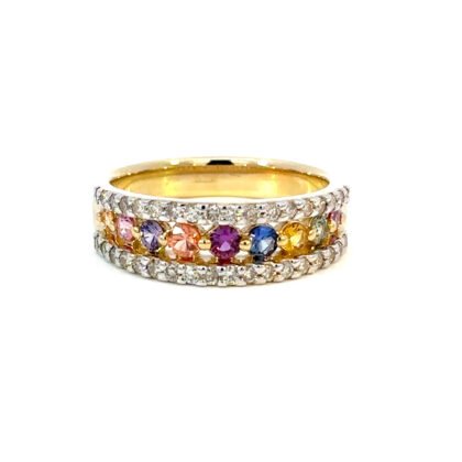 9K YG Ring Color Sap 0.57ct DI 0.42ct H/SI Size O