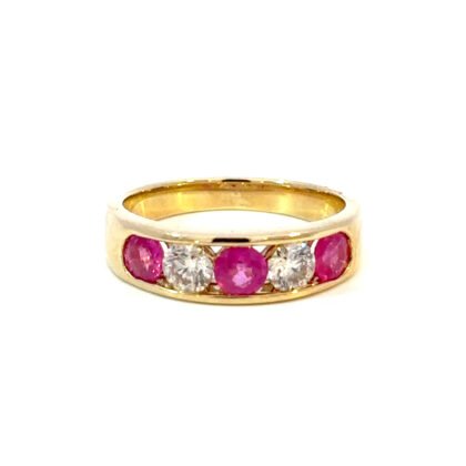 9K YG Ring Ruby 0.94ct DI 0.54ct H/SI Size O