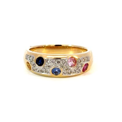 18K YG Ring Color Sap DI 0.25ct H/SI Size O