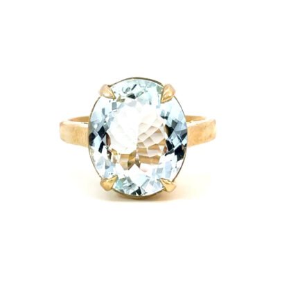 9K YG Ring Aquamarine 5.91ct Size O