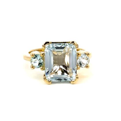 9K YG Ring Aquamarine 5.2ct Size O