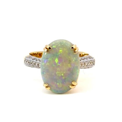 18K YG Ring Opal 3.0ct DI 0.25ct H/SI Size O