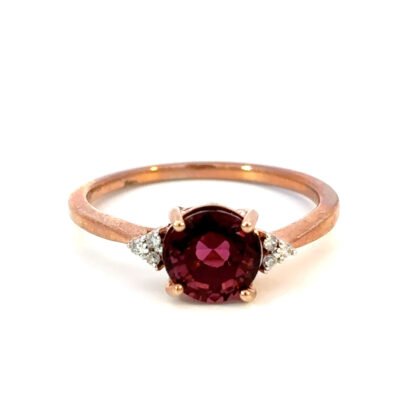 9K RG Ring Pink Tourmaline 1.46ct DI 0.04ct H/SI Size O