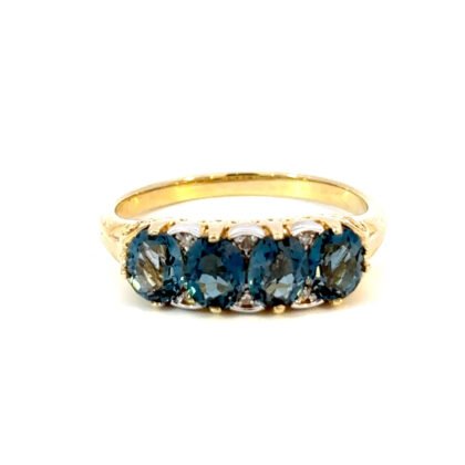 9K YG Ring London Topaz DI 0.03ct H/SI Size O