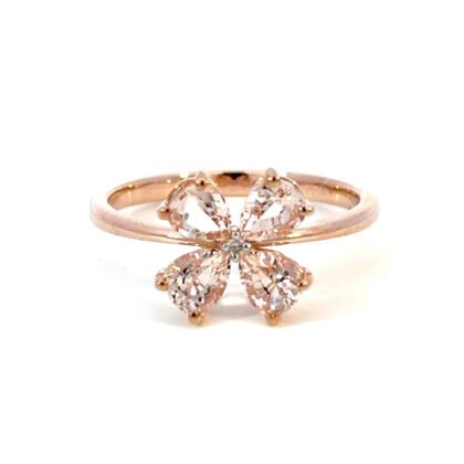9K RG Ring Morganite 1.23ct DI 0.01ct H/SI Size O