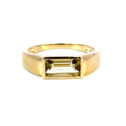 9K YG Ring Olive Quartz 1.2ct Size O