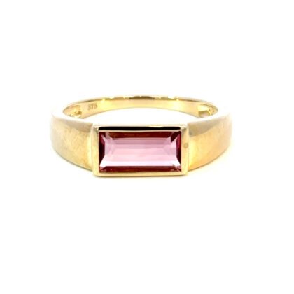 9K YG Ring Pink Tourmaline 1.24ct Size O