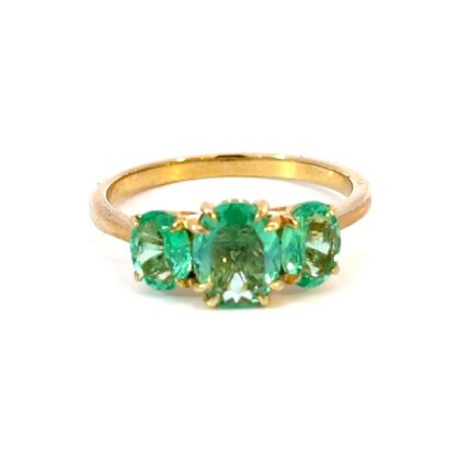 9K YG Ring Colombian Emerald 1.8ct Size O