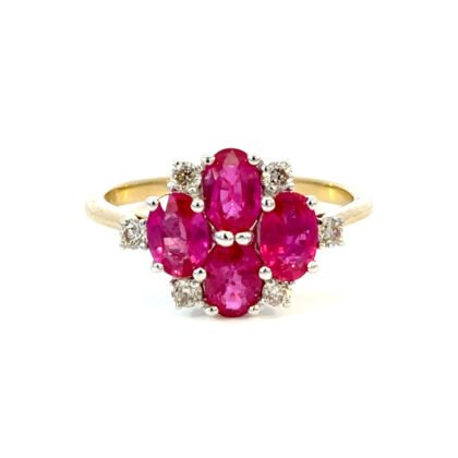 9K YG/WG Ring Ruby 1.8ct DI 0.25ct H/SI Size O