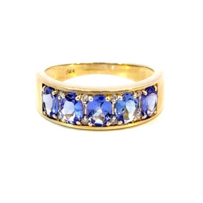 9K YG Ring Tanzanite 1.62ct DI 0.06ct H/SI Size O