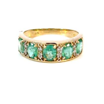 9K YG Ring Emerald 1.57ct DI 0.09ct H/SI Size O