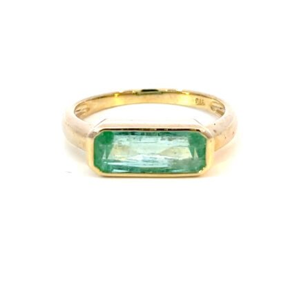 9K YG Ring Colombian Emerald 2.42ct Size O